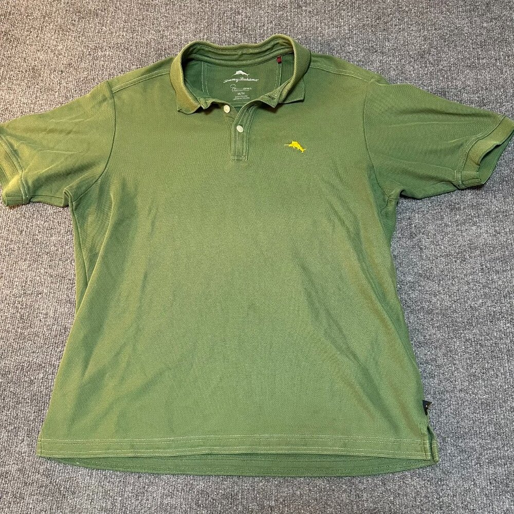Tommy Bahama Shirt Men’s Med Polo Supima Cotton Green Short Sleeve Golf Casual